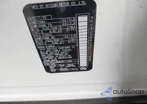 2021 Infiniti Qx50 Luxe Awd from USA, damaged, VIN 3PCAJ5BB6MF111883